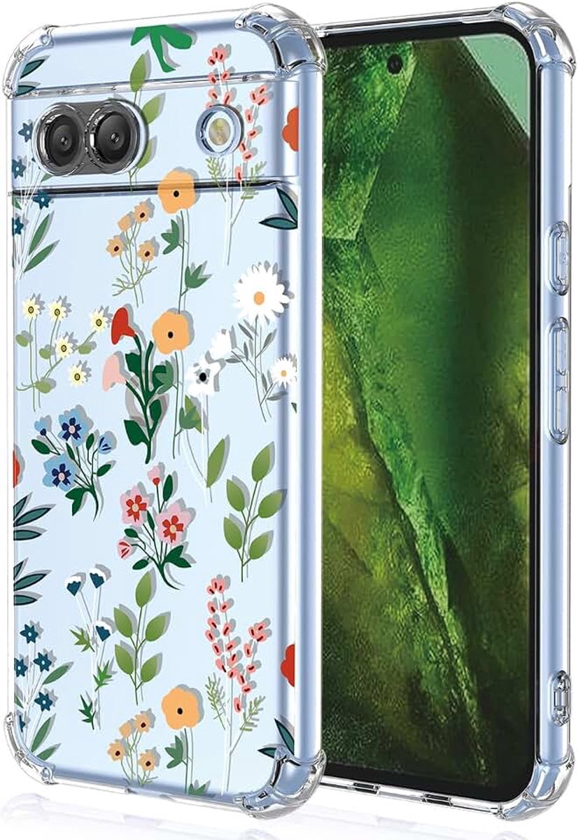 Transparant hoesje voor Google Pixel 8a - schattig cool patroonontwerp, slanke transparante beschermhoes, zachte TPU schokbestendige bumperhoes (bloem kunst)