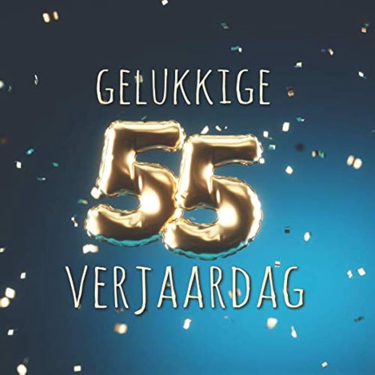 55e Verjaardag: Gastenboek voor de Verjaardag - Ballonnen Goud-Blauw