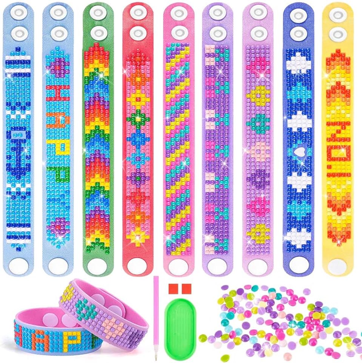 Braccialetti-set met diamanten, 9-delige set voor de creazione van Braccialetti Fai geeft je via Ragazze, Regali per Ragazze per il Compleanno, Il Natale, l'inizio della Scuola