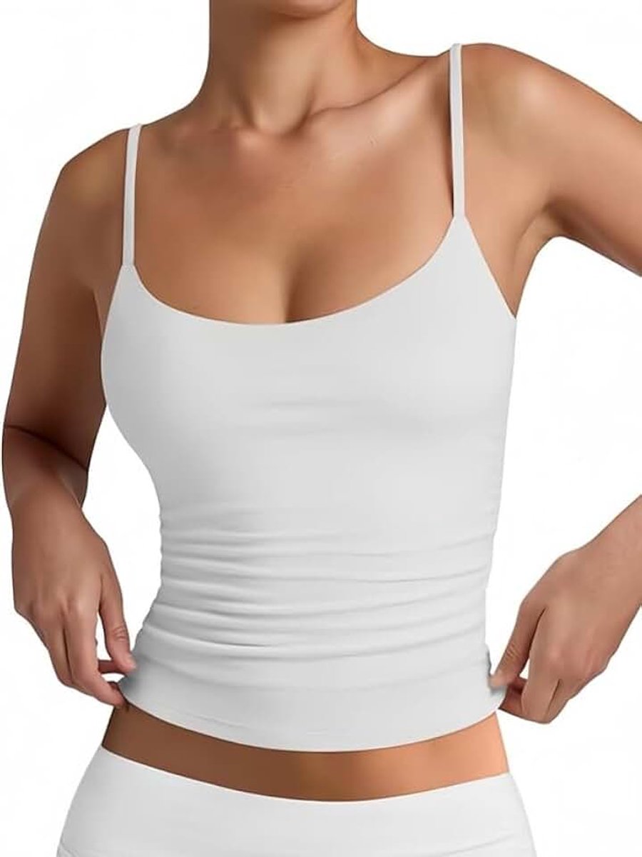 Tanktop voor dames, U-hals, crop top, zomer, elastische top, Caraco, Y2k, T-shirt, sexy, slim fit, tanktop, verstelbare spaghettibandjes, basic, camis, lingerie, yoga, fitness