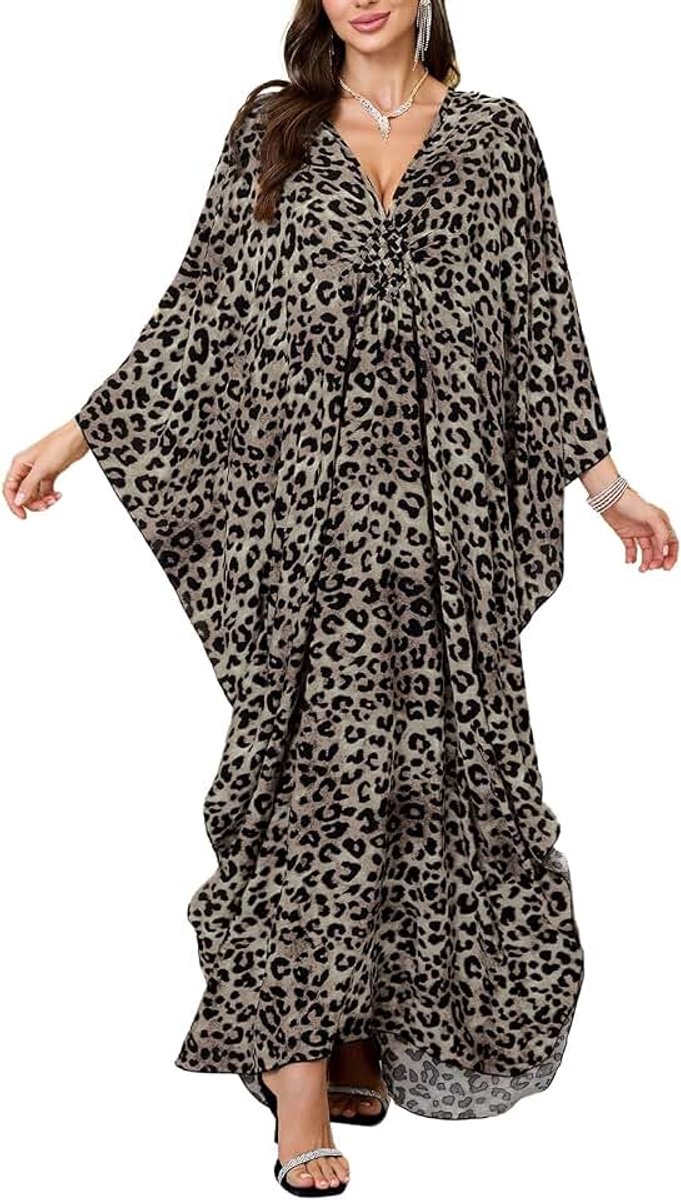 Maxi-damesjurk voor op het strand, lange kaftan, kimono, zwemkleding, cover-ups in grote maten, pareo's