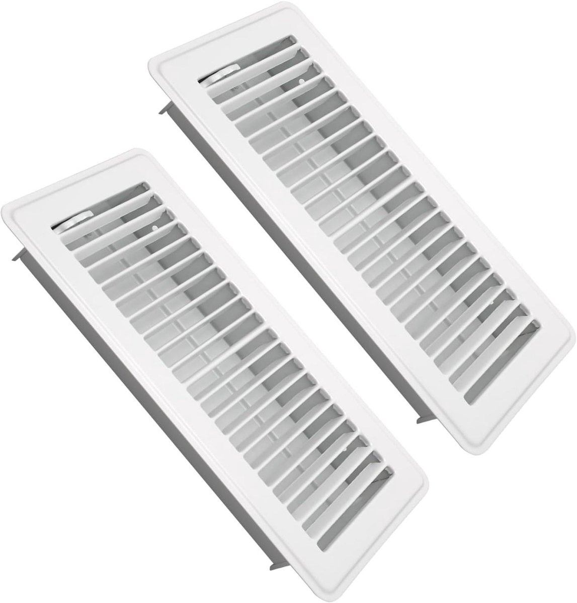 Vloerregister - Ventilatie rooster - Luchtstroom regelen - Aanpasbare demper - 4x10 Inch - Wit