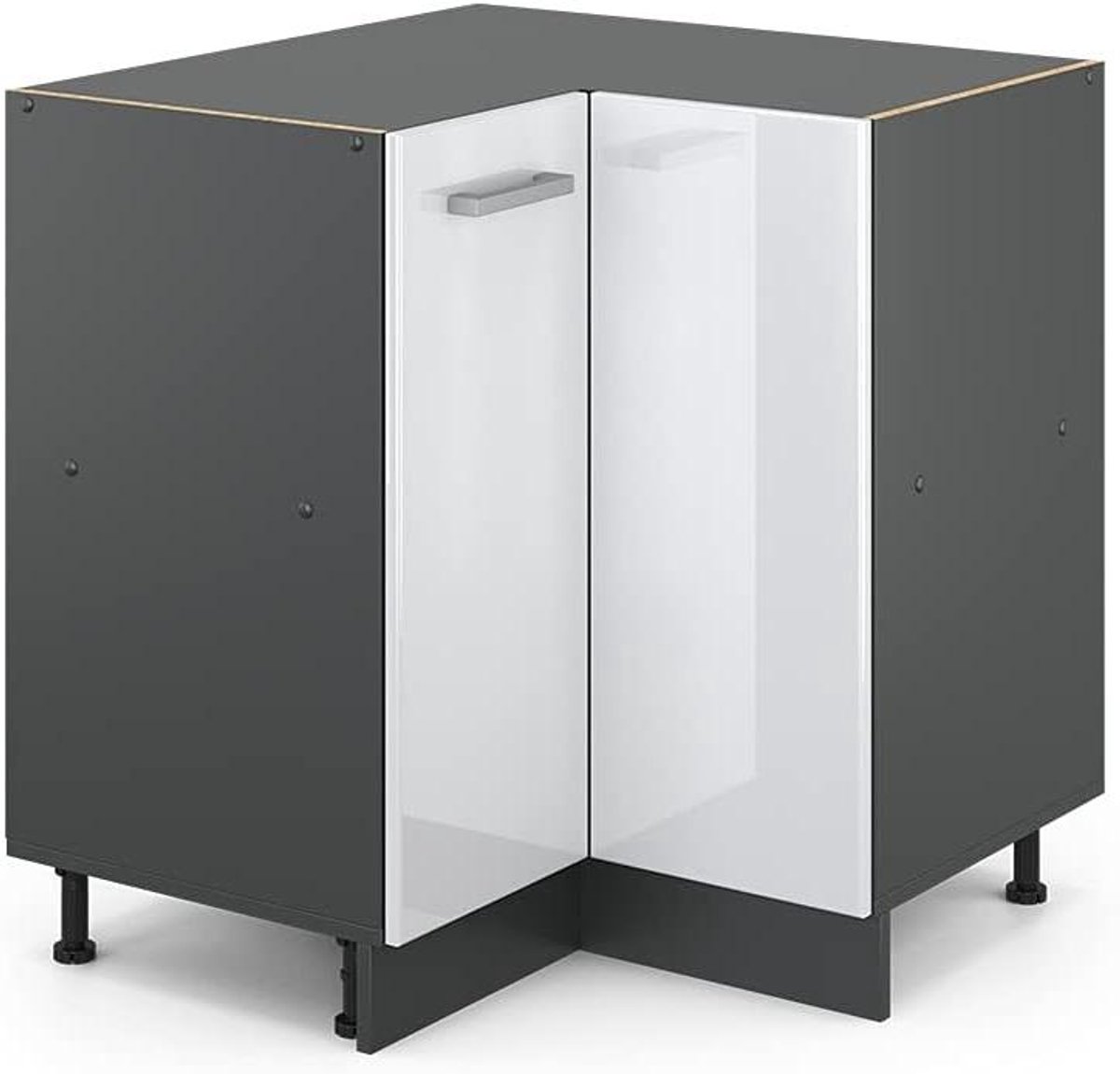 Hoekkast - Keukenmodule Onderkast - Keuken Opbergen - Modulair Systeem - 75.6 cm - Wit Hoogglans