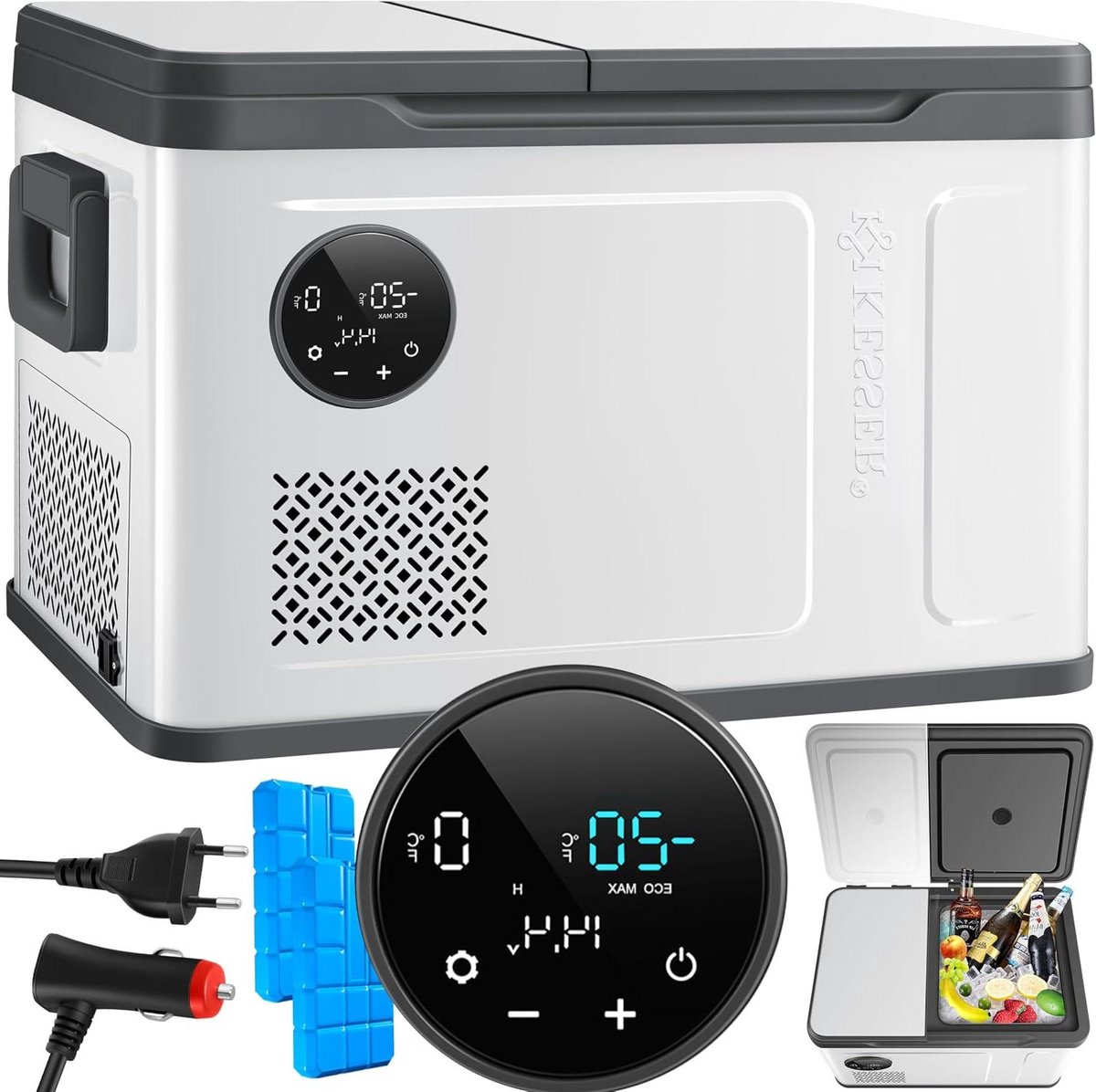 Compressor Koelbox - Elektrische Vriesbox - Vers Houden Onderweg - Dual Zone Koeling - 40 Liter - Zilver Antraciet