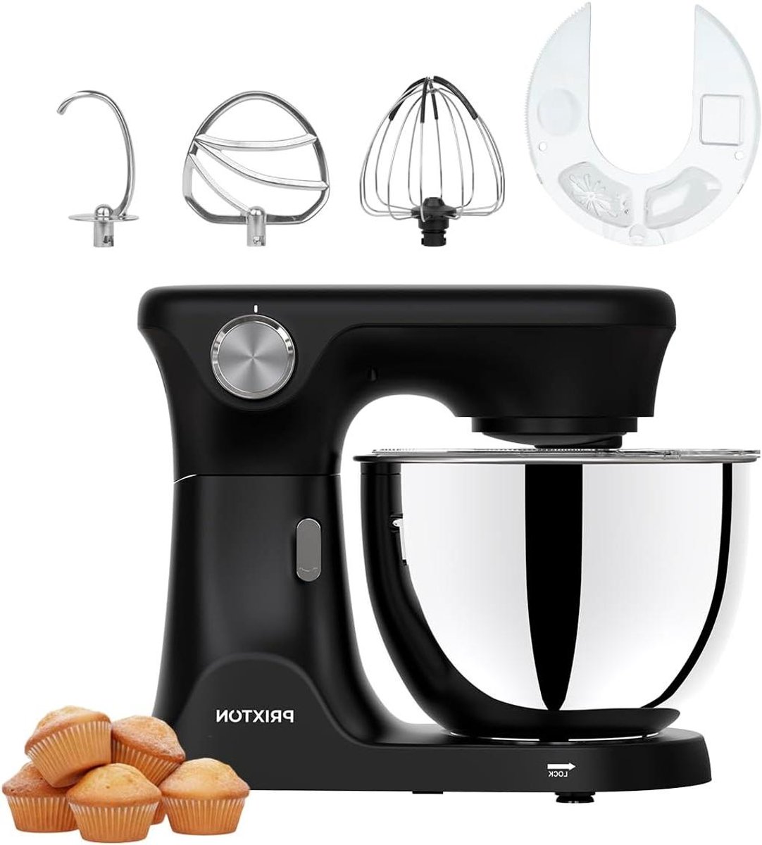 Keukenmachine Krachtig - Mixer Deeg - Bakken Thuis - Grote 8L Kom - 2000 Watt - Zwart