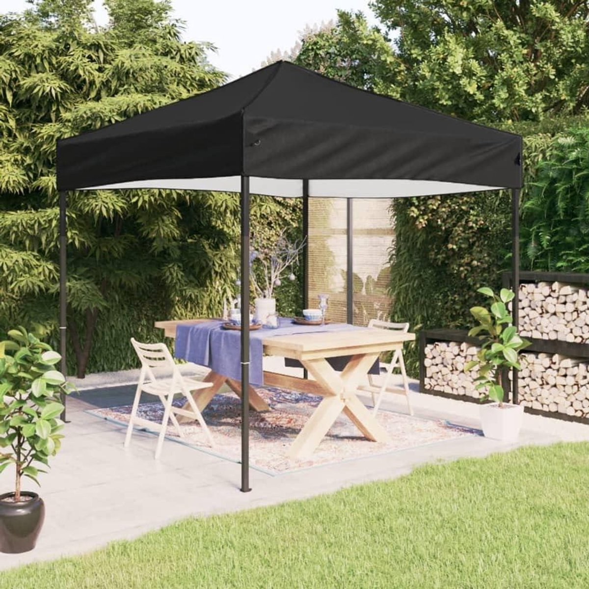 Opvouwbare Partytent - Tuinpaviljoen Feesttent - Buitenfeesten Organiseren - Waterafstotend Dak - 3 x 3 Meter - Zwart