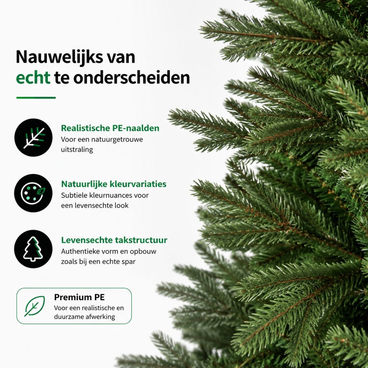 Black Box Trees Brampton Kerstboom - Realistische Kunstboom met Scharnierconstructie - Kerstversiering voor Binnen - Klassieke Boom van PE Naalden - H215 x Ø142 cm - Groen – foto 7