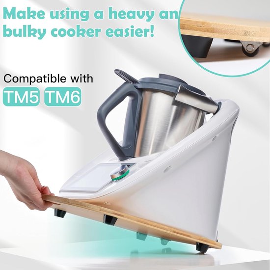 Keukenmachine Glijplank - Accessoires Bamboe - Apparaat Verplaatsen - Met Wielen - 36 x 28 cm - Natuurlijk Bamboe — afbeelding 4