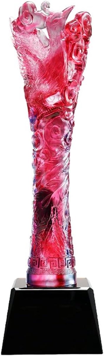 Trofee Bekers - Winnaarsbeker MVP - Sportevenementen - Draken en Feniks Design - 8.5x5.5x31cm - Rood