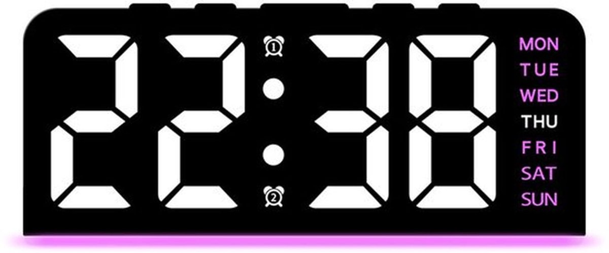 LED digitale wandklok, 4 helderheidsniveaus, moderne decoratieve wekker voor de slaapkamer, roze.