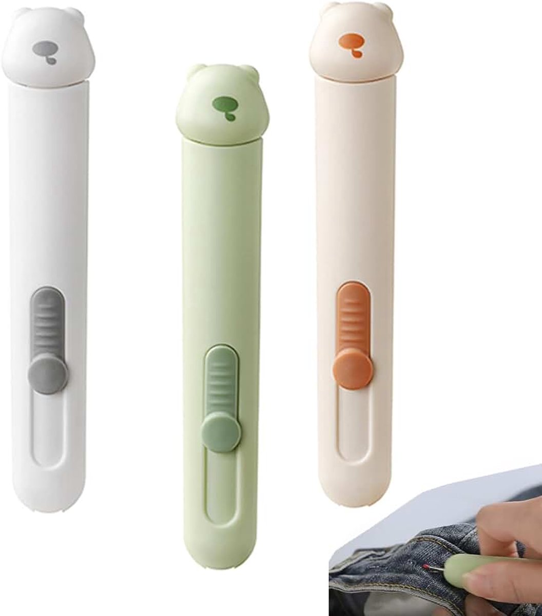 3 stuks naadscheider, 2-in-1 naaldinrijger, mini-naaitrekker, draagbare naaiverwijderaar en draadverwijderaar, naai-accessoires voor handnaaien, breien en borduuren