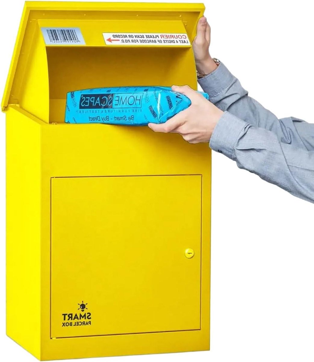 Pakketbus - Pakketkast Brievenbus - Veilig Pakket Ontvangen - Anti-Hengel Diefstalbeveiliging - Medium 89 Liter - Geel