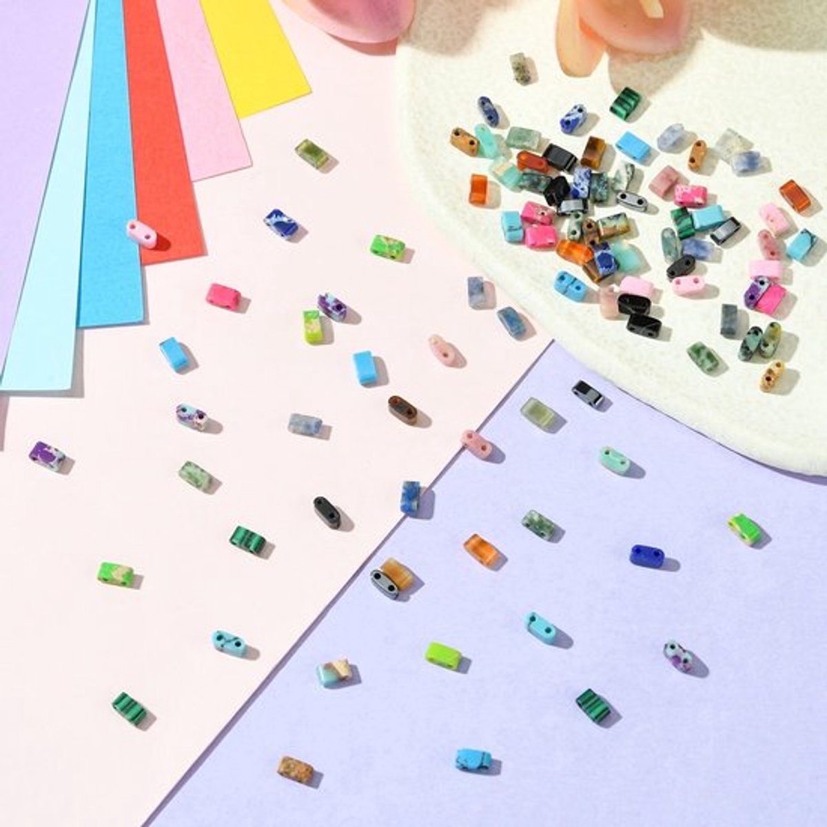 - Half Tila kralen - 100 stuks - Ideaal voor sieraden maken - Rechthoekige agaat kralen - Kleurrijke edelsteen spacer kralen - Perfect voor DIY-projecten