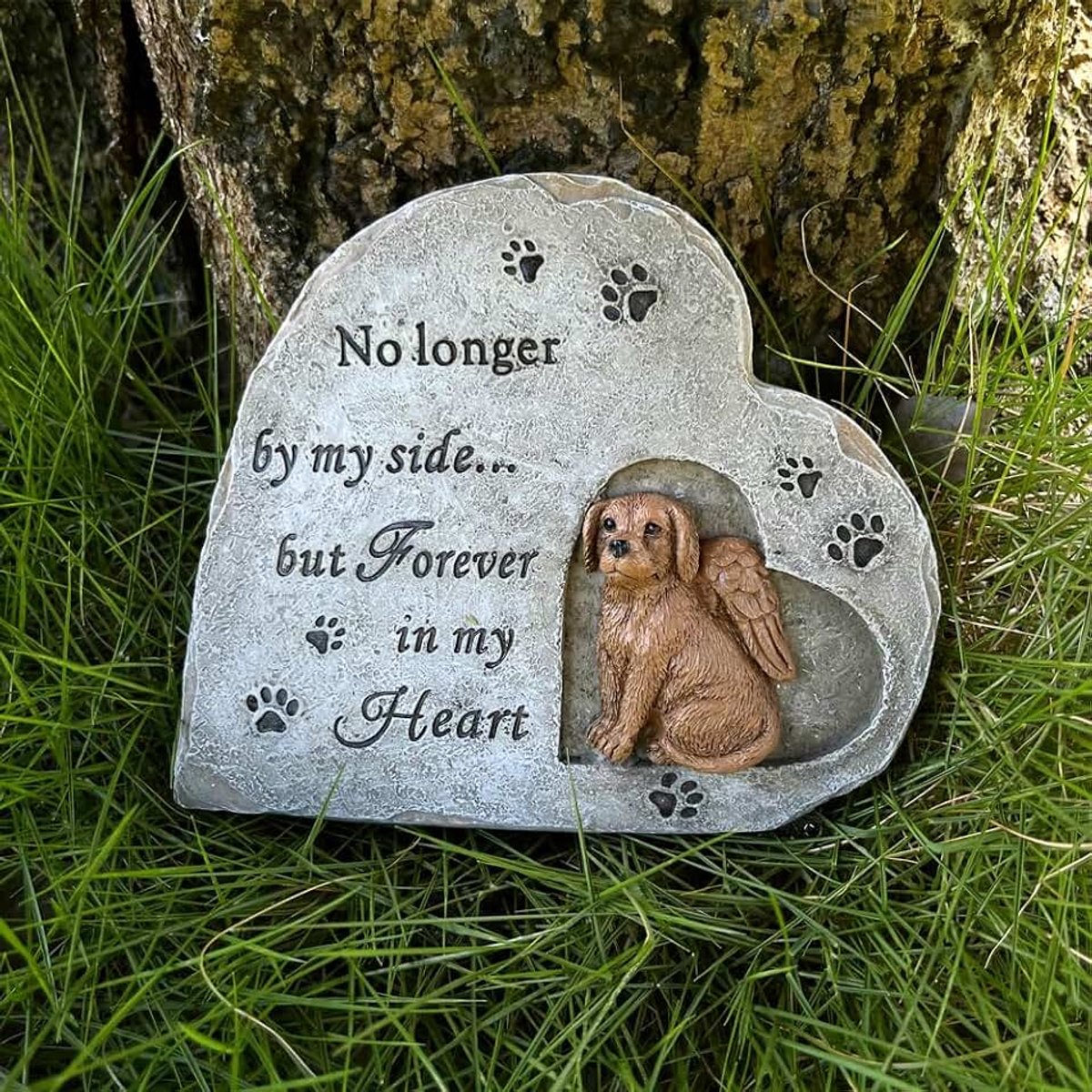 Pet Tombstone Dog Memorial Stone, Paw Print Pet Memorial Stone, Hartvorm Hond Tuin Stenen Graf Markers Grafstenen Outdoor of Binnen, Sympaty Pet Dog Memorial Geschenken Verlies Geschenken