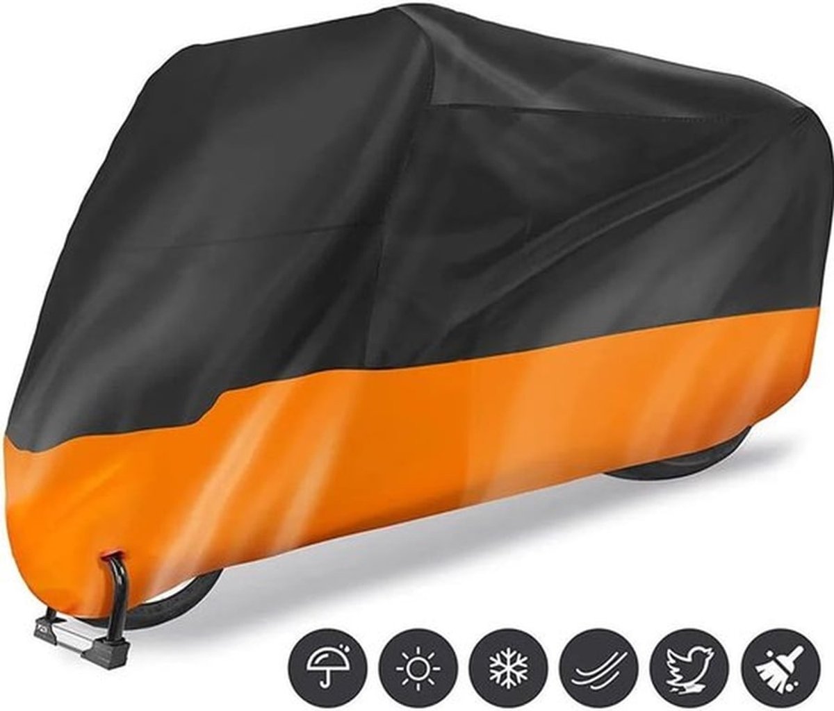 Waterdichte en koudebestendige motorhoes voor buiten, 210D, geschikt voor lichte motoren en scooters, 3XL (L*B*H: ca. 265x105x125 cm).