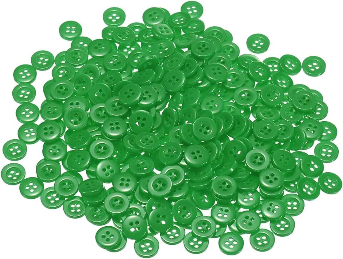 Knopen 3/8" (10mm) hars rond plat 4-gaats handwerk vervangingsknoppen voor mantels naaien kleding en doe-het-zelf, groen