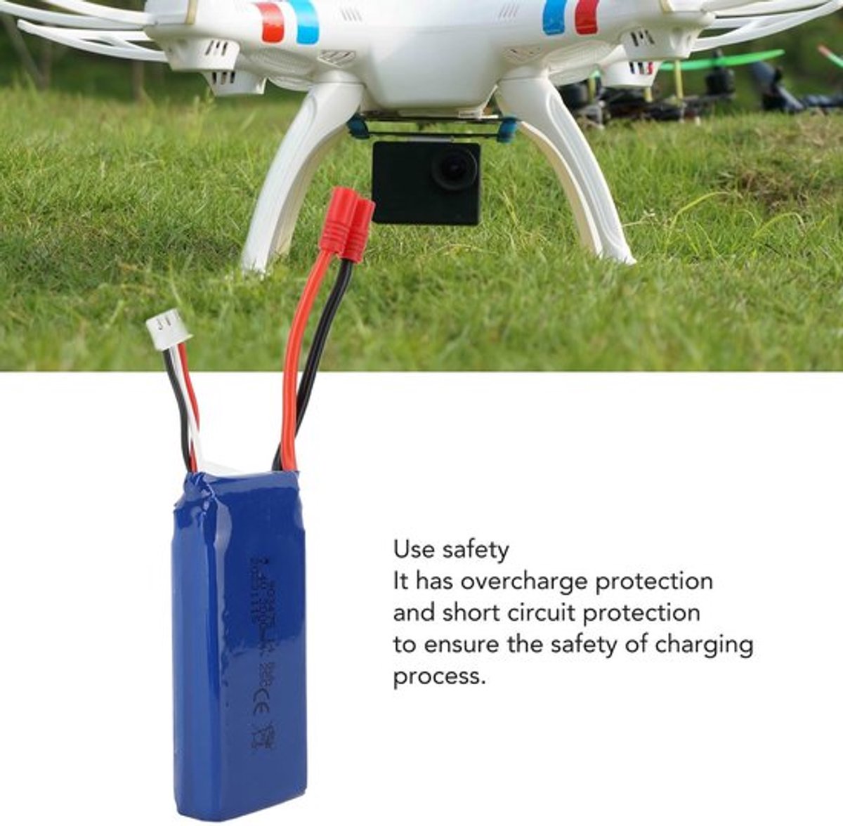- RC Drone-batterij - Lithium-polymeer - Duurzaam en draagbaar ontwerp - 2000mAh 7,4V - Geschikt voor X8SW Drone - Krachtige accu