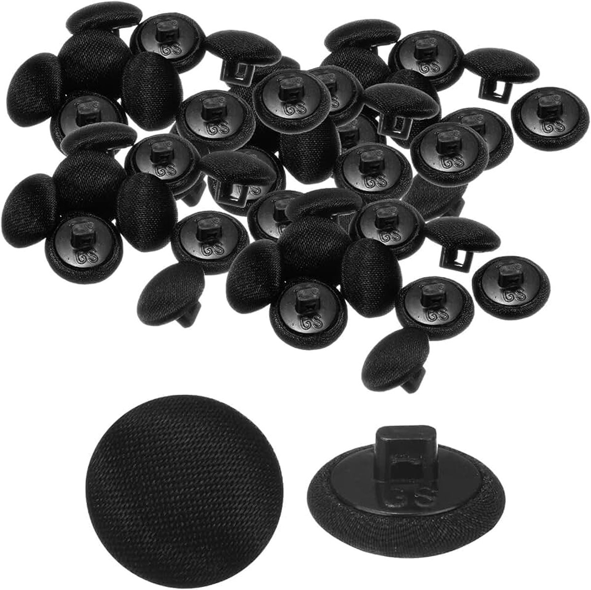 Knopen 12,5 mm (12,5 mm) ronde knopen met gladde schacht van stof voor bruidsjurken, blouses, jurken om te knutselen, zwart