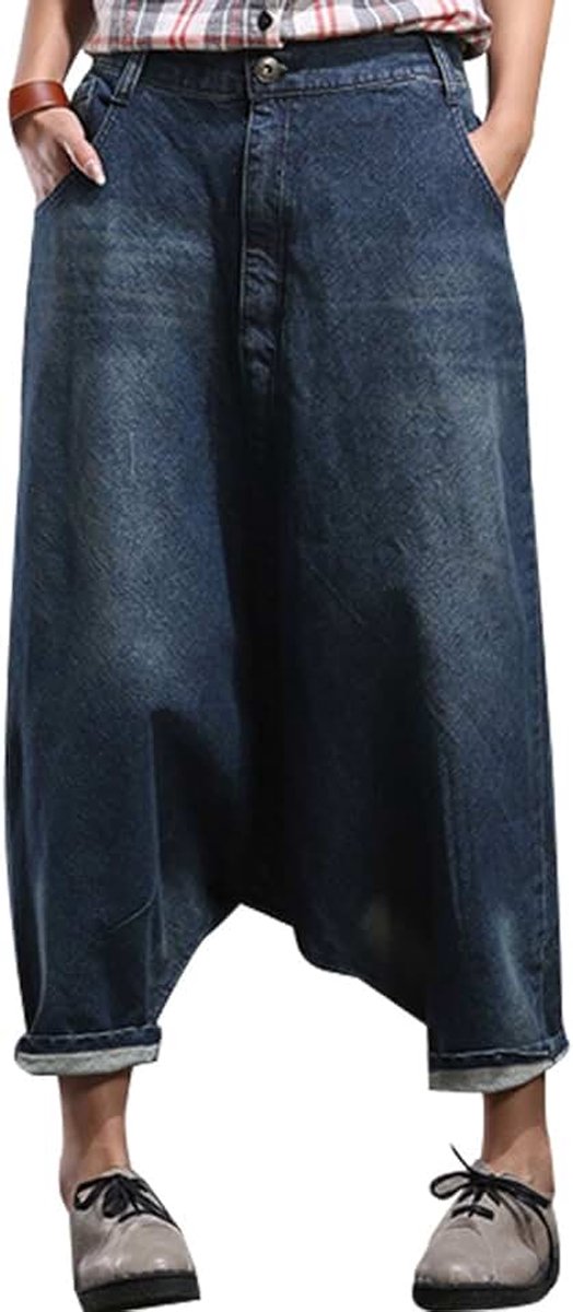 Dames Elastische taille Breed been Harembroek Hole Jeans