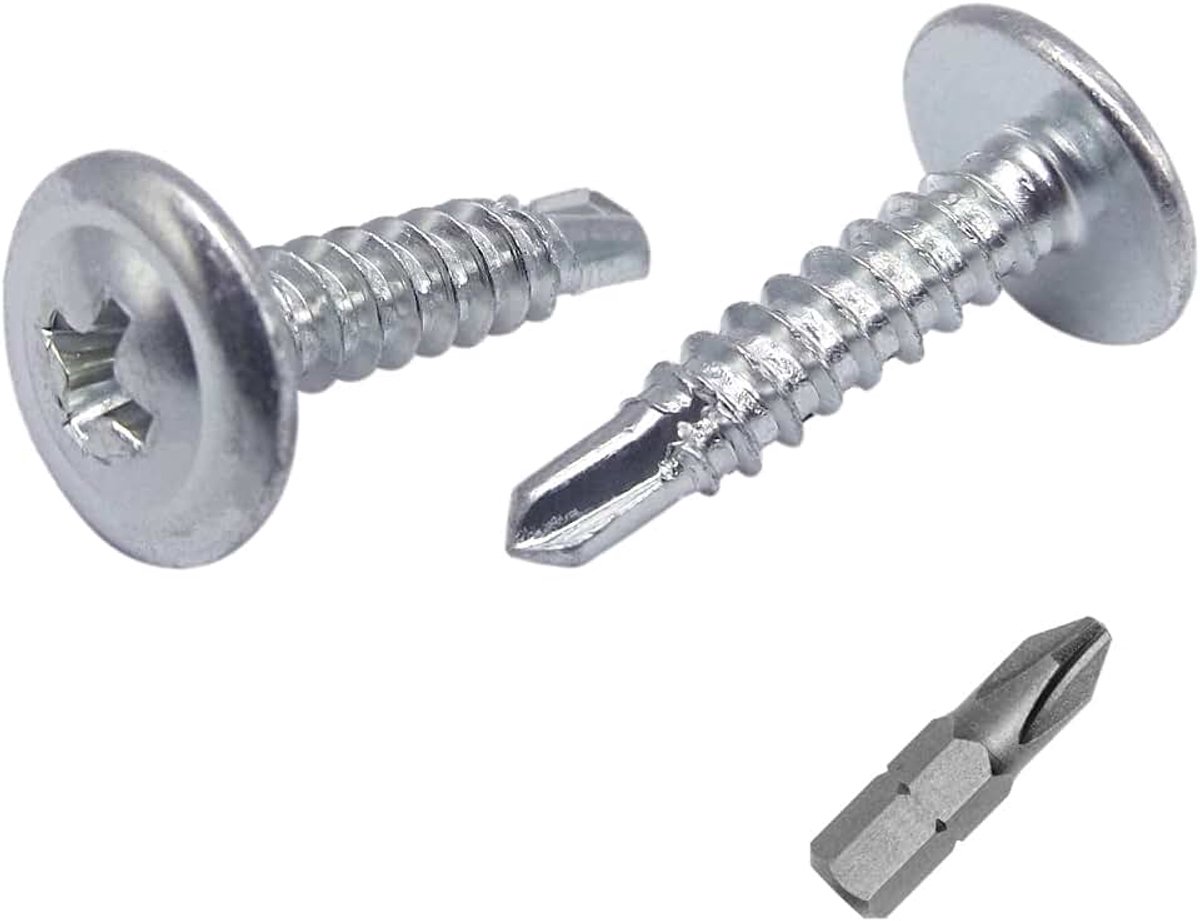 Verpakking van 50 stuks) verzinkt staal 4,2 x 19 mm schroeven, Phillips gemodificeerde truss hoofd, zelfborende plaatschroef, zelftappend (50, 4,2 x 19 mm)