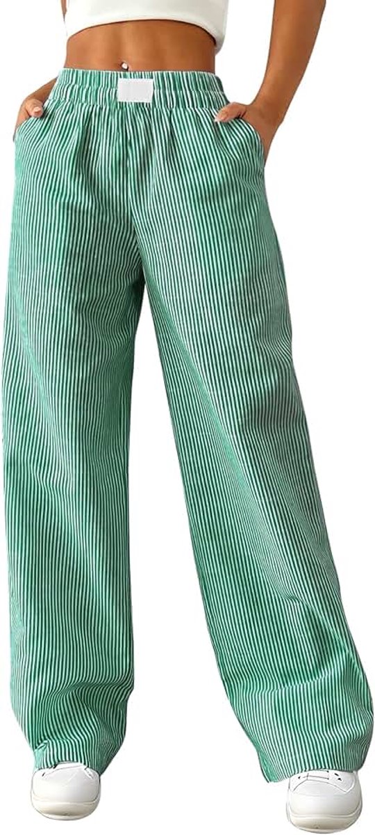 Damespyjama, zachte casual loungewear zomer 2025 loungebroek voor dames met zakken, katoenen nachtkleding