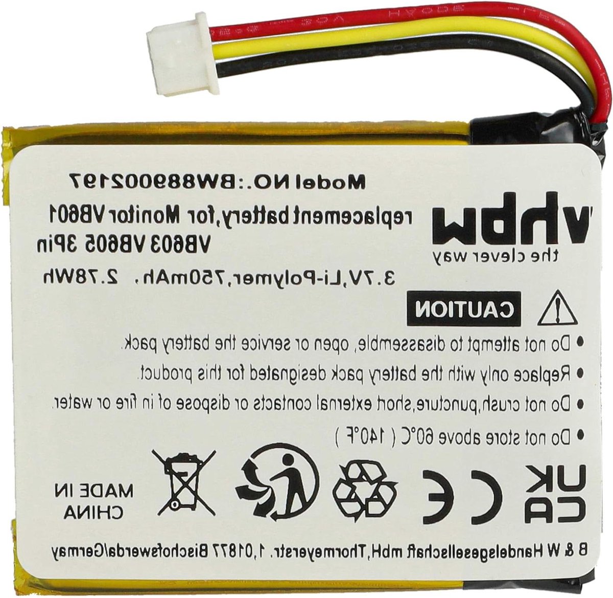 Batterij - Vervangende Accu - Babyfoon Werking - Hoge Capaciteit - 750 mAh - Niet Gespecificeerd