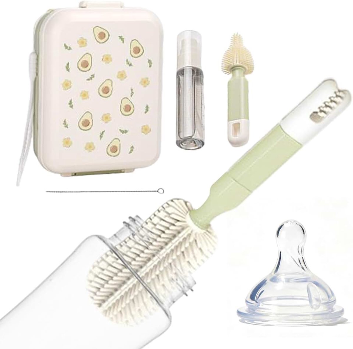 Flessenborstel Set Rietjesborstel Set Met Magneetkoppen | Ergonomische Rietjes Borstel Voor Keuken Badkamer Reizen Restaurant Huis Kamperen Nursery Buitenshuis