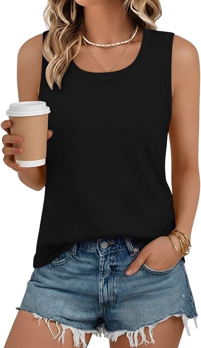Dames Tanktops Zomer Basic Ronde Hals Mouwloos T-shirt Losse Pasvorm Lang Vest Casual Mouwloze Top Bovenstuk