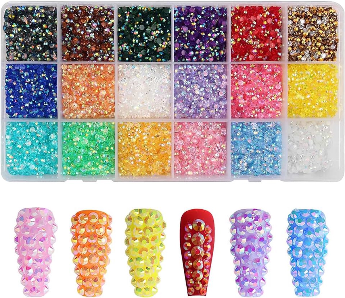 Strassteentjes, glitter, strasssteentjes, om te knutselen, kristal, acryl, kleurrijk, kristallen, sierstenen voor doe-het-zelf nagels, handwerk, kleidun