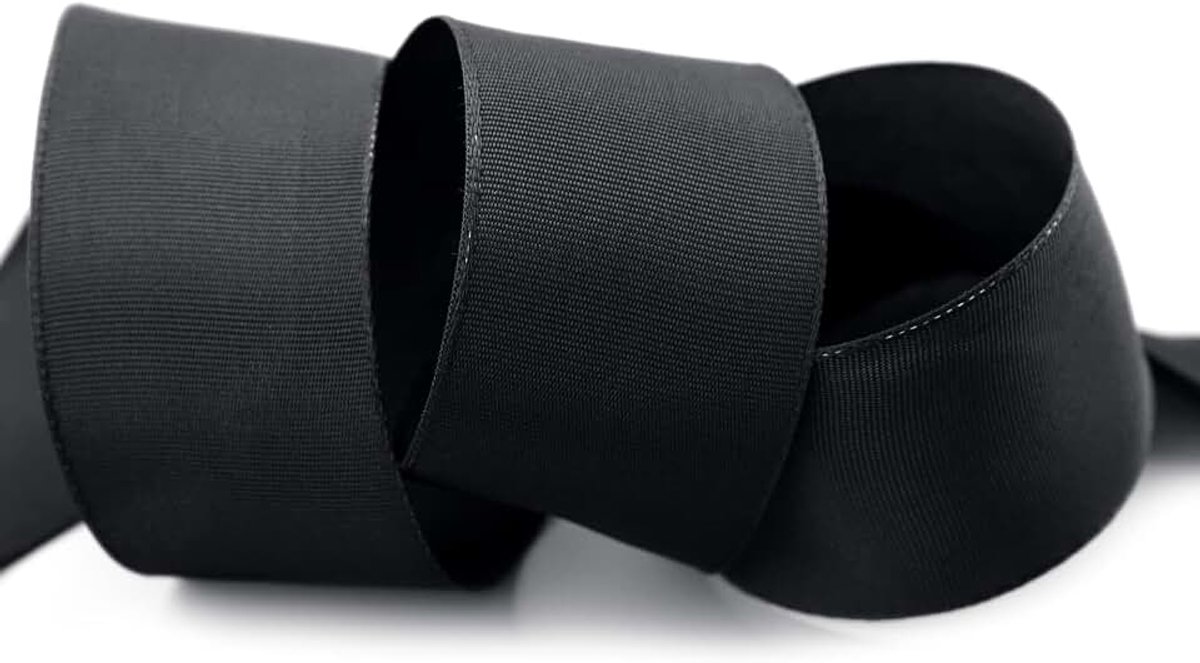 25 m x 40 mm draadrandband LEO ZWART (613) decoratielint met draadranden, eenkleurig, cadeaulint, stoffen lint, visco draad van hernieuwbare grondstoffen, biologisch afbreekbaar