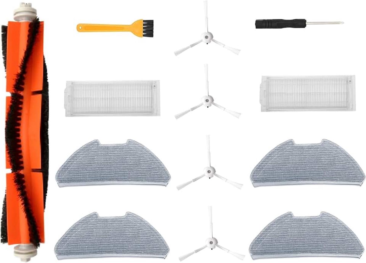 Accessoires voor Xiaomi Mi Robot Vacuümop 2 Pro/Reserveonderdelen Mop 2 Lite/Modellen MJST1SHW, MJSTL, MJST1S robotstofzuiger. 1 hoofdborstel, 4 zijborstels, 4 dweilen, 2 filters,
