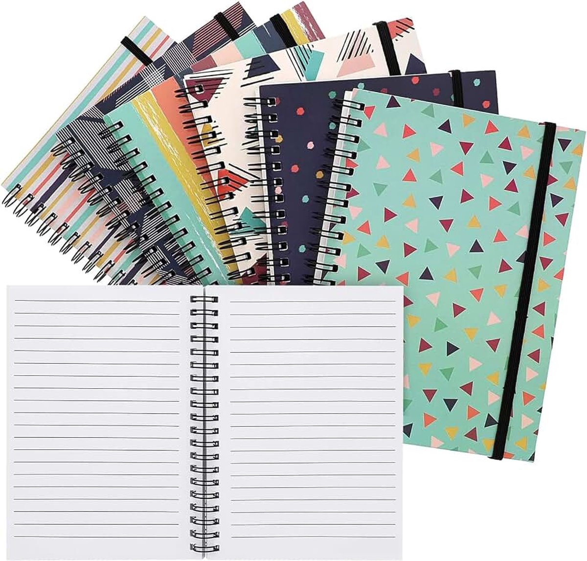 Junkie College geregeerd spiraal notebooks (6 Pack) 90s geïnspireerde ontwerpen