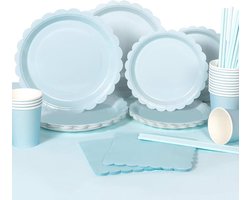 Blauw, inclusief borden, rietjes, servetten, tafelkleed | Yidaxing Wegwerpborden, wegwerpbestek, borden voor bruiloften, verjaardagen en feesten, 16 gasten