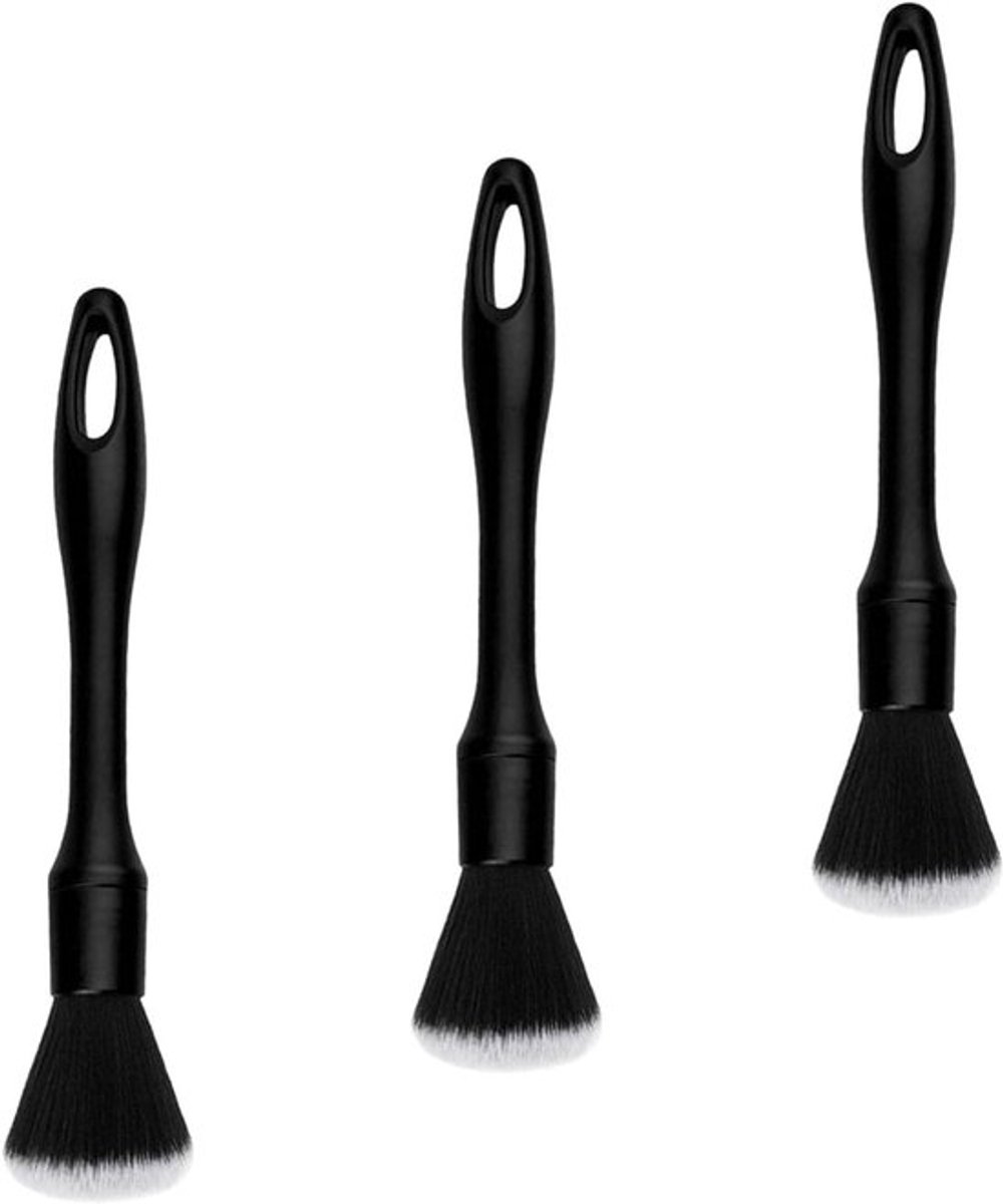 Detailing kwasten voor auto - Set van 3 stuks - Herbruikbare reinigingsborstel 22,5 cm - Zachte borstels voor auto-interieur, meubels en toetsenborden - Zwart