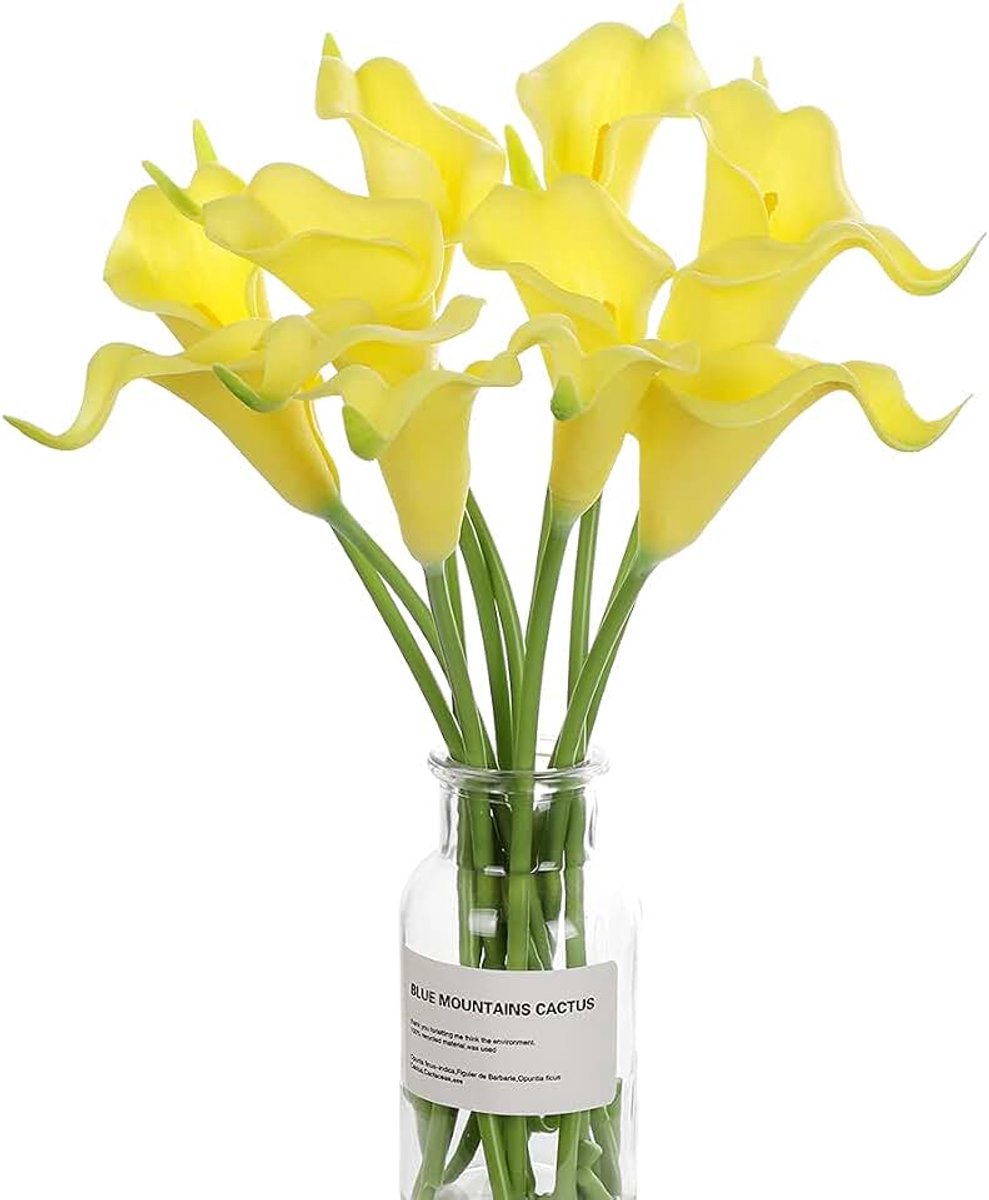 Huaao Kunstmatige Calla lelies, bruiloftsdecoratie, bloemenboeket, realistische latex, echte bloemenarrangementen, decoratie, bruiloft, huis, feest, hotel, doe-het-zelf, bloemstukken, geel