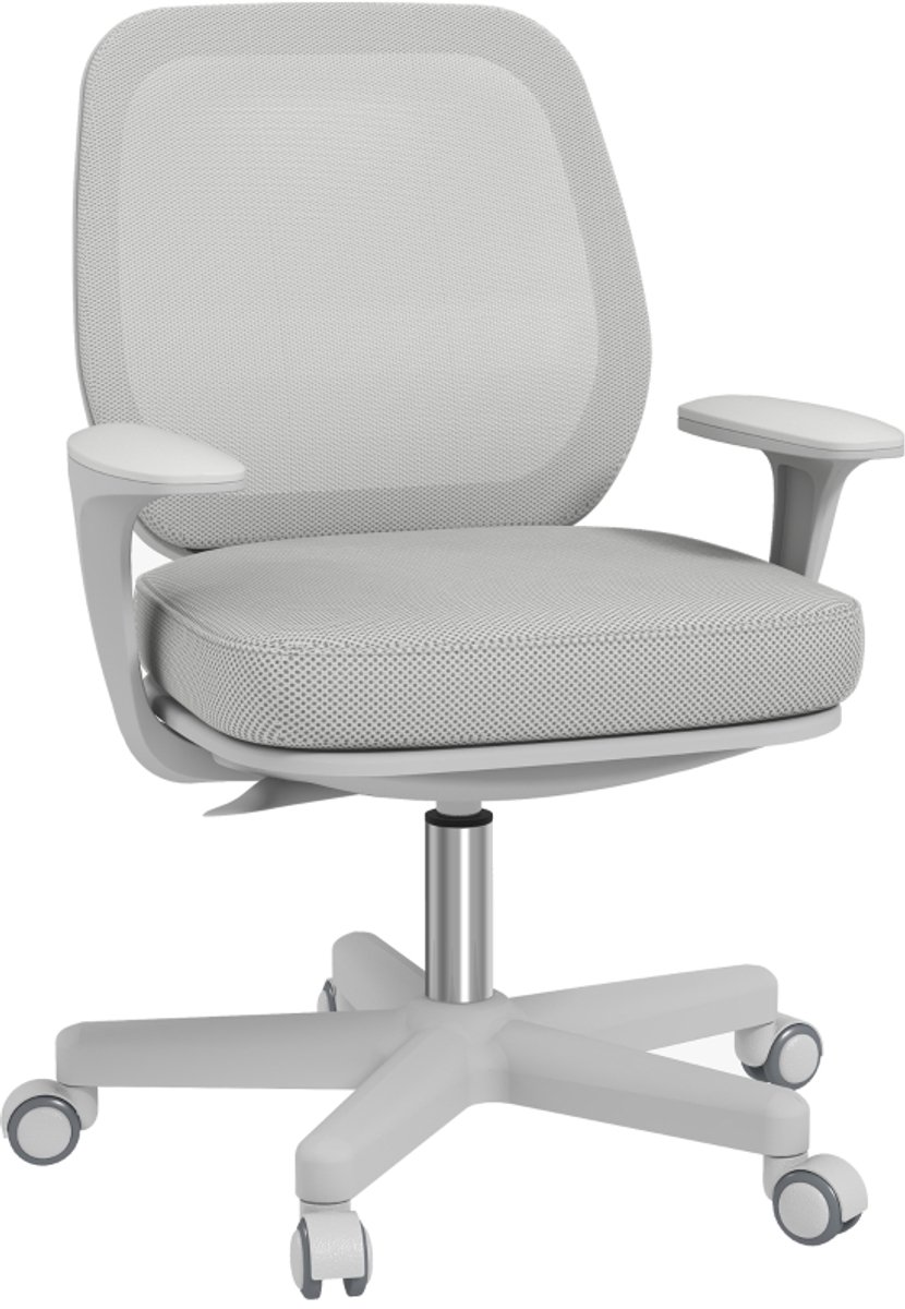 Ergonomische Bureaustoel Schreibtischstoel Draaistoel Hoogte Verstelbaar 55x48x82,5-94,5 cm Grijs Polyester Mesh Rugleuning Comfort Stoel Met Veiligheidswielen 360° Roterend Belastbaar 120 kg Home Office Computerstoel
