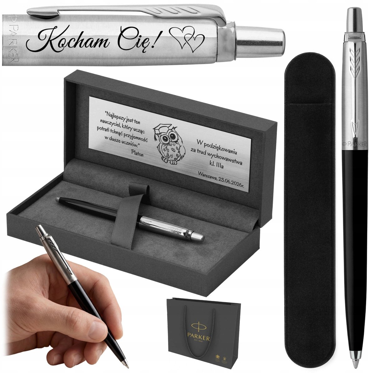 Parker Jotter Zwart Drukpen met Gravure & Prestige Cadeauset