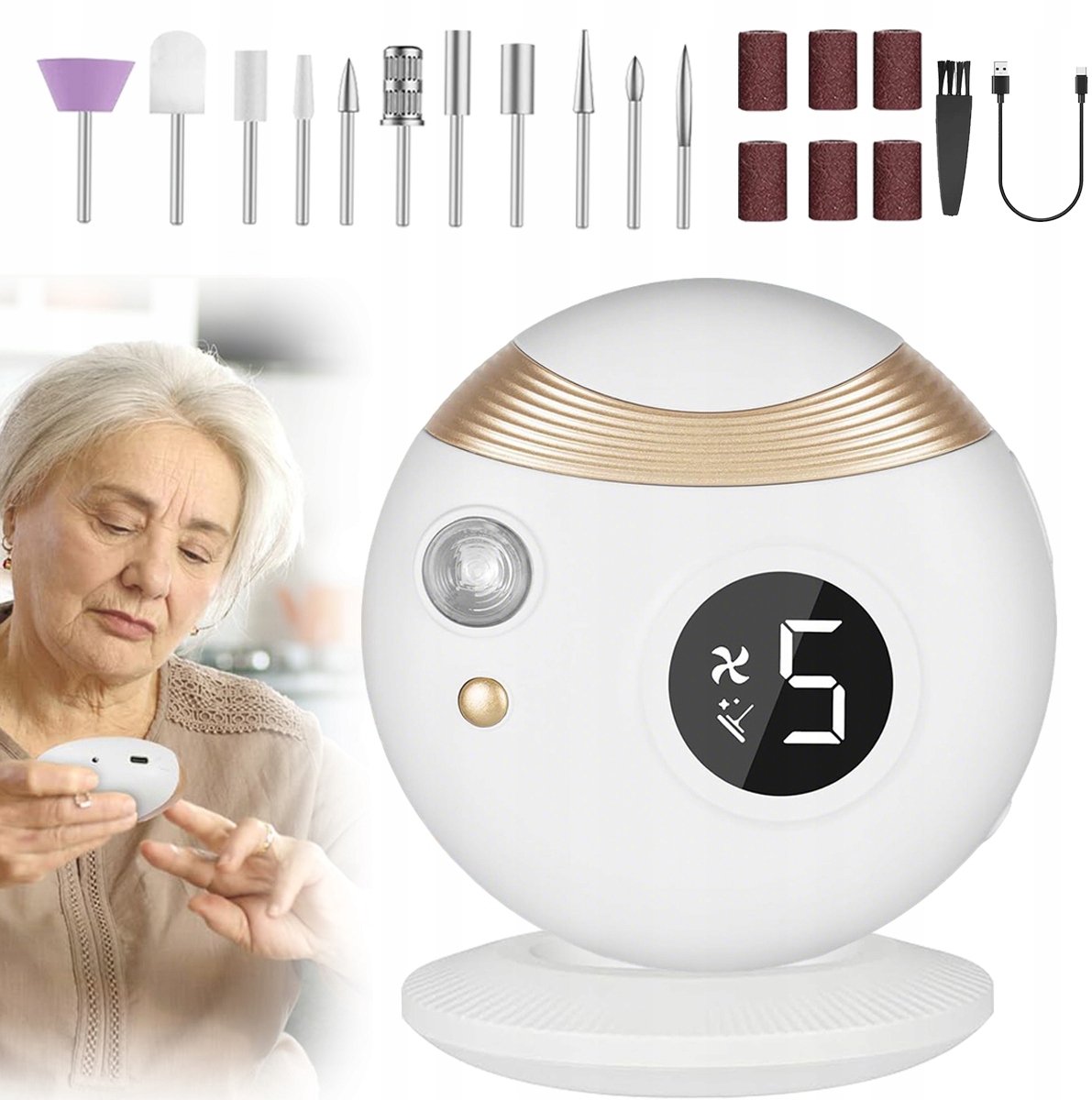 Elektrische Nagelknipper 3-in-1 met UV-licht & USB-C Opladen