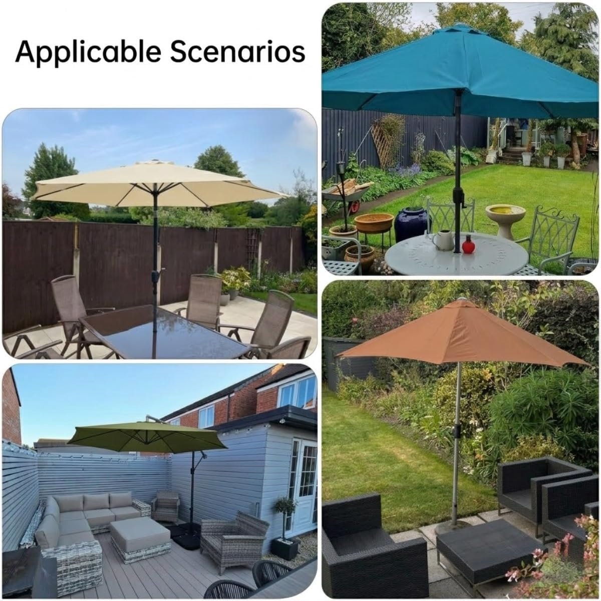 Vervangend doek voor parasols met 8 baleinen – Waterdicht doek – Groot parasoldoek voor buiten – Vervangend doek voor terras-, middenmast- en zweefparasols – Vervangende zonwering – Geschikt voor markt- en terrasparasols – Diameter 300 cm – foto 6