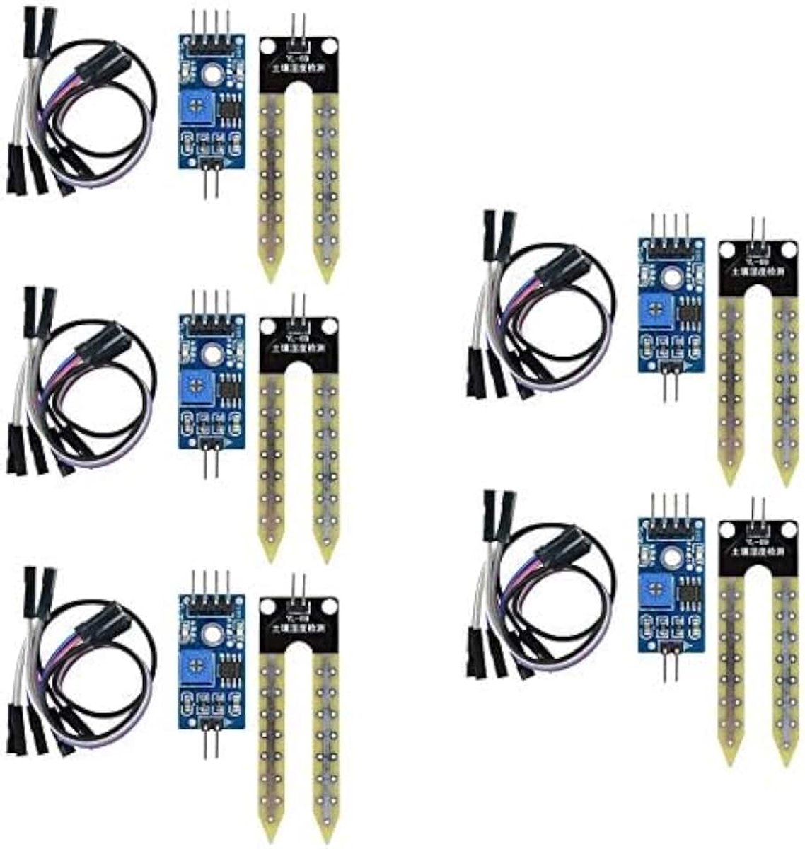 5st Bodemhygrometer Vochtdetectie Watersensormodule YL-69 Sensor en HC-38 Module