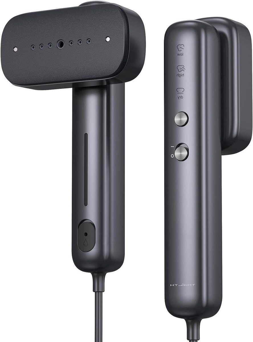 Draagbare Kledingstomer - Mini Stoomstrijkijzer - Kreukels Verwijderen - Dual Core Technologie - 23.9cm Lengte - Grijs