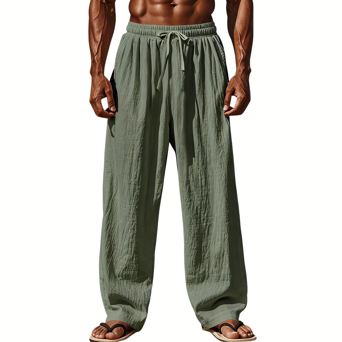 Currero Linnen Broek Heren - Zomerbroek - Volwassenen - Lange Broek - Pantalon - Strandbroek - Zomer - Ibiza Stijl - Varengroen XXL