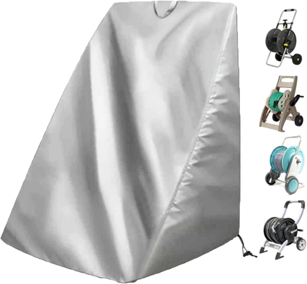 Tuinslang Beschermhoes - Waterrol Bescherming - Buiten Opslag - Waterdicht Stofbestendig - 66 x 63 x 8 cm - Zilver