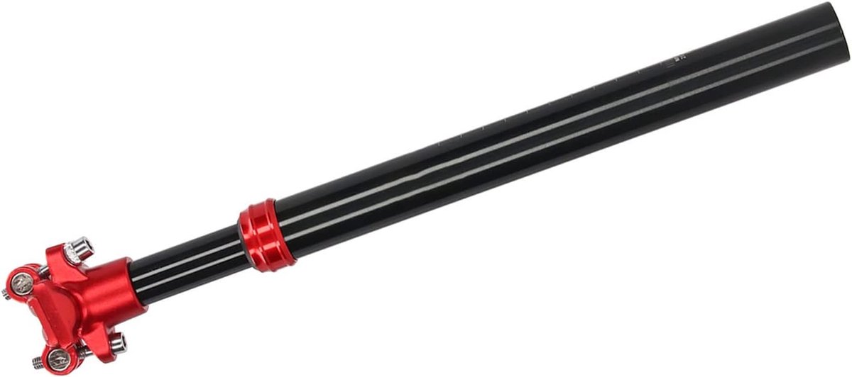 Fiets Schokdemper Zadelpen - Geveerde Zadelpen - Comfortabel Fietsen - CNC Aluminium Constructie - 27.2x350mm - Zwart