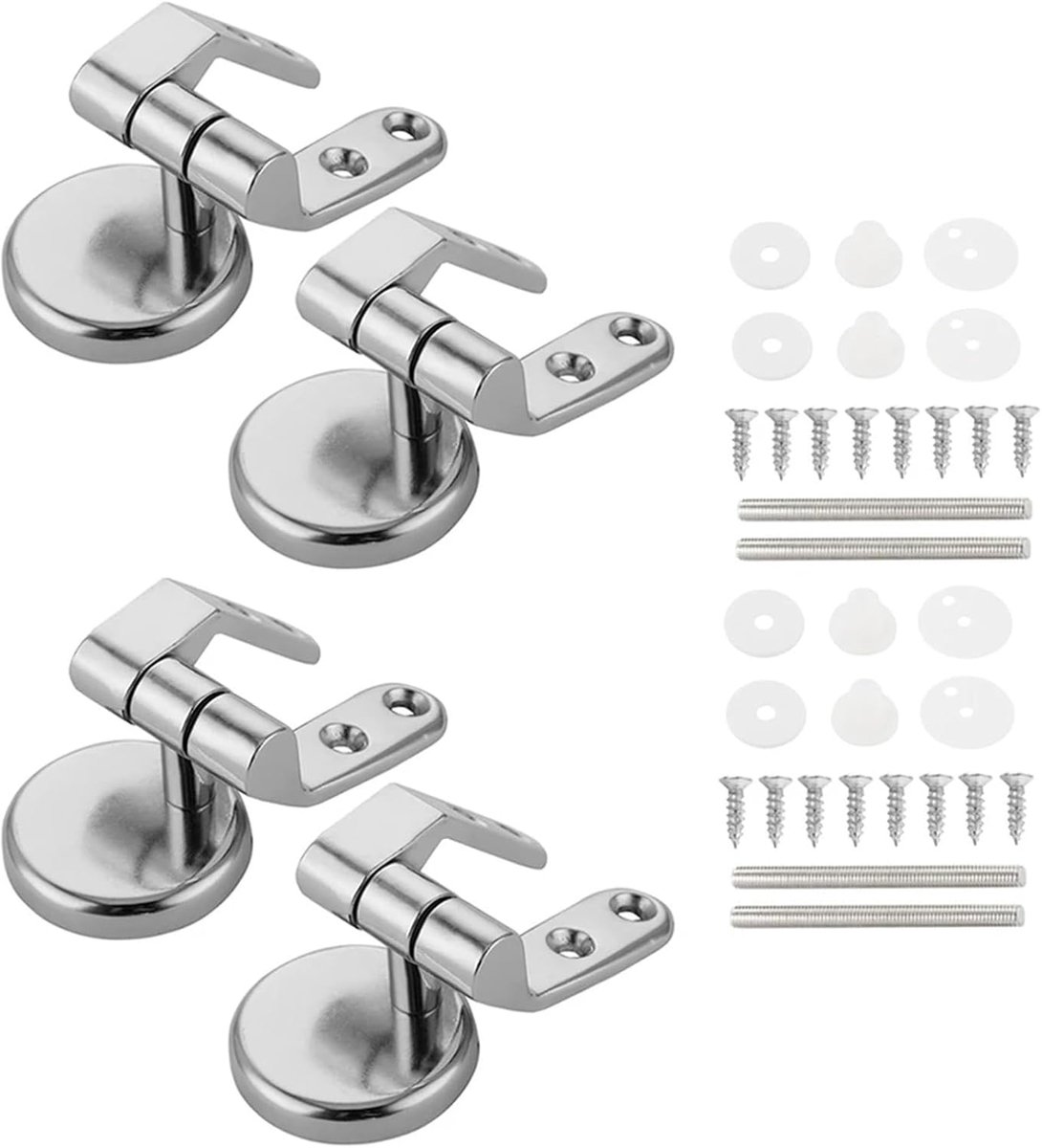 Toiletbril Scharnieren - WC Bril Bevestiging - Badkamer Reparatie - Universele Pasvorm - 4 stuks - Zilverkleurig