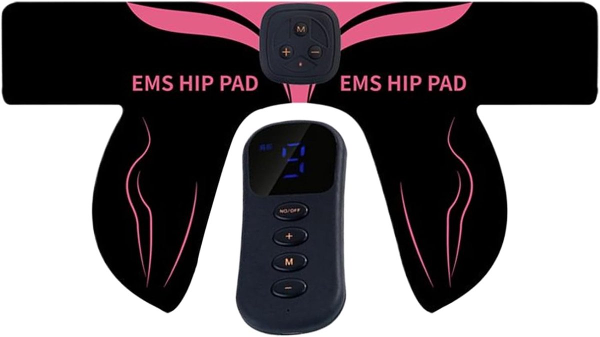 Heup Training Apparaat - Spierstimulator Bil - Spierversteviging Thuis - 6 Modi 18 Niveaus - 36.5x19.2cm - Roze