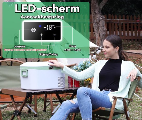 Compressor Koelbox 12,8L - Koelt tot -18°C in 40 Min - 12/24V & 230V - Touchscreen - Accu Beveiliging - Camping & Auto - Wit — afbeelding 5