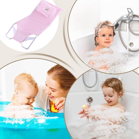 Badsteun Net - Douche Wieg - Baby Baden - Veilige Lichaamsuitlijning - 58 cm - Roze — afbeelding 2