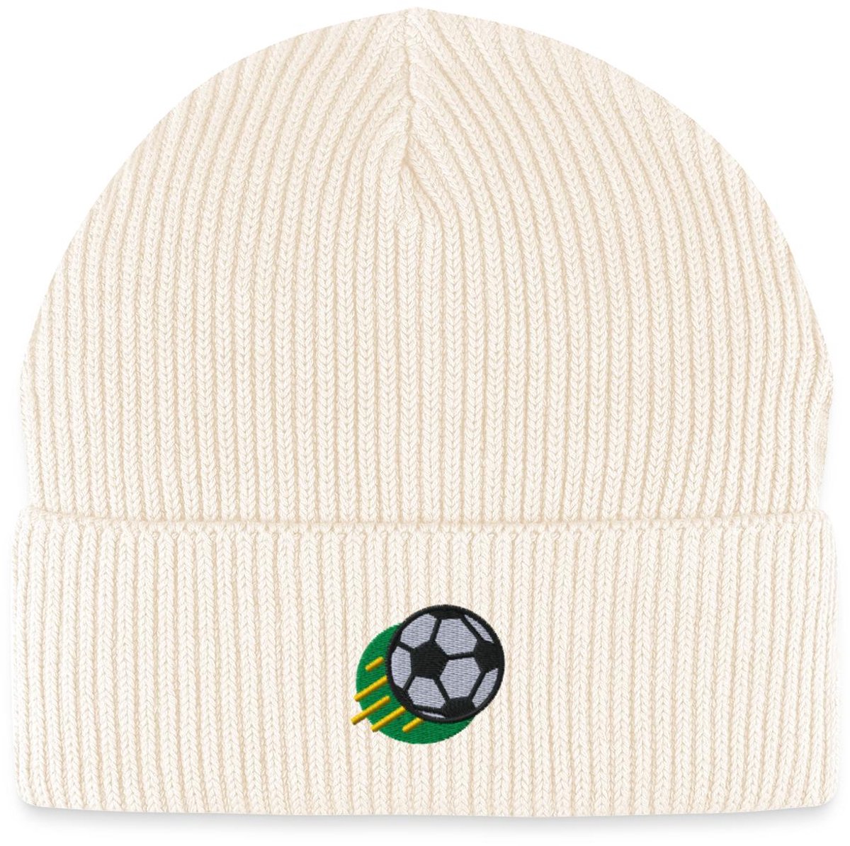 Geborduurde Voetbal In Beweging Uniseks Bio Fisherman Beanie