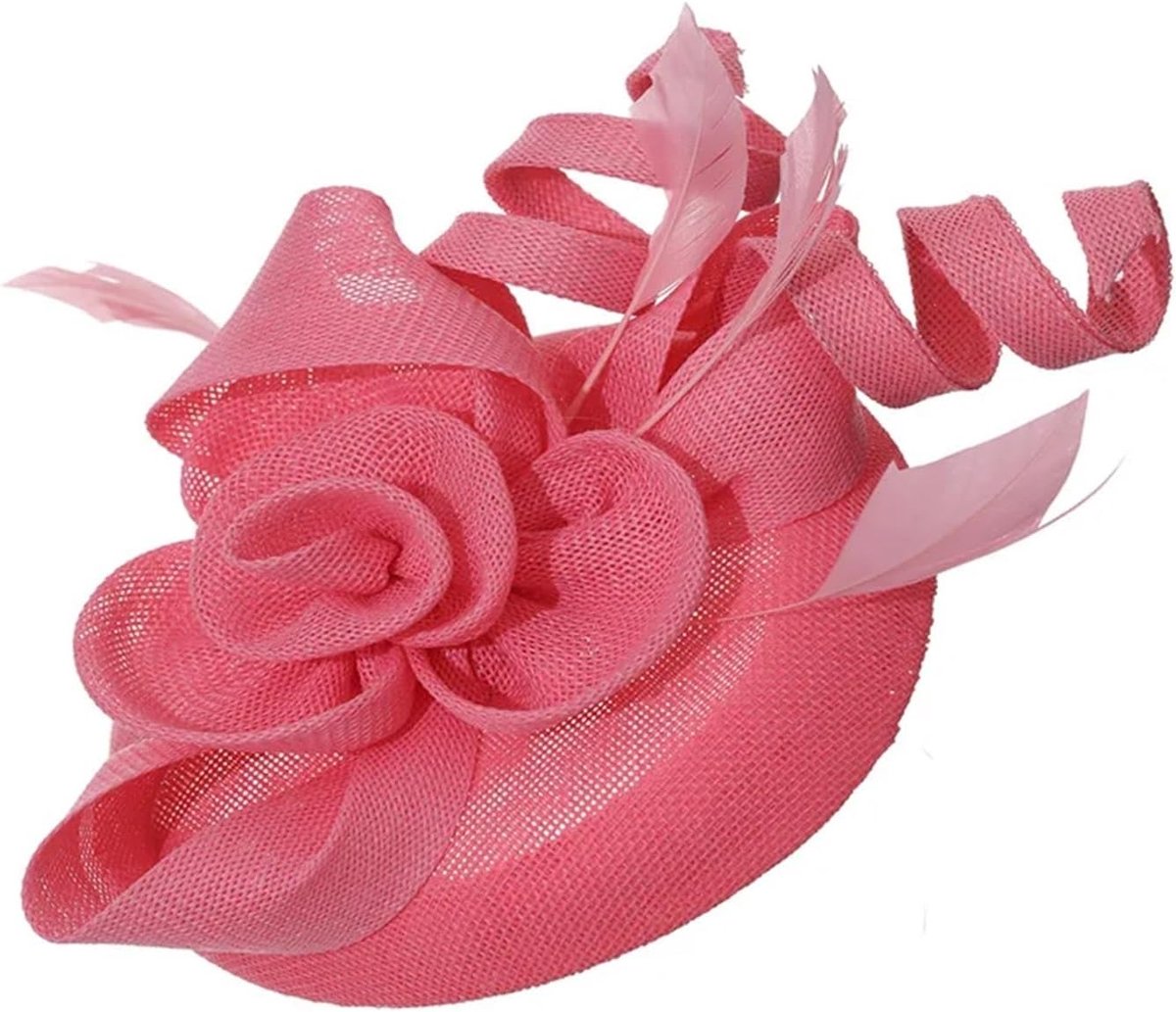 Fascinator Haarband - Theemutje Hoedje - Feestelijk Gezicht - Mesh Veer Detail - One Size - Zwart